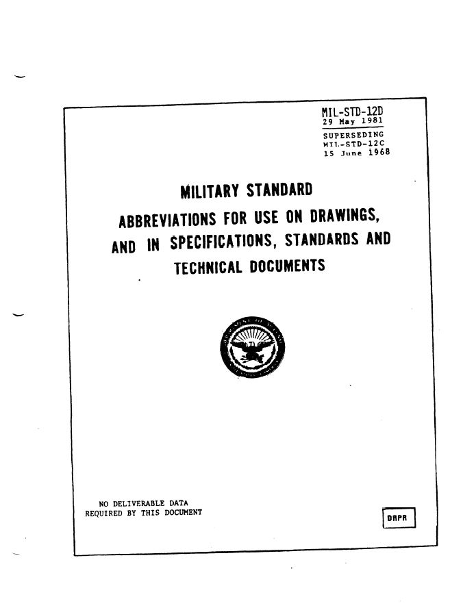 MIL STD- Abbreviations For Use On Drawings, And In Specifications ...